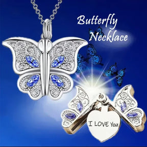 Exquisite Fashion Butterfly Necklace for Women I Love YOU Necklace Can Open Pendant Women's Jewelry Accessories Collares Mujer